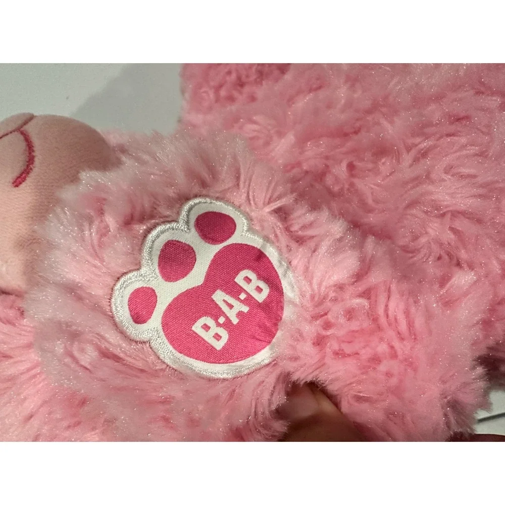 Build-A-Bear Workshop Pink Shimmer Teddy Bear Plush Heart Nose 024663 1066637